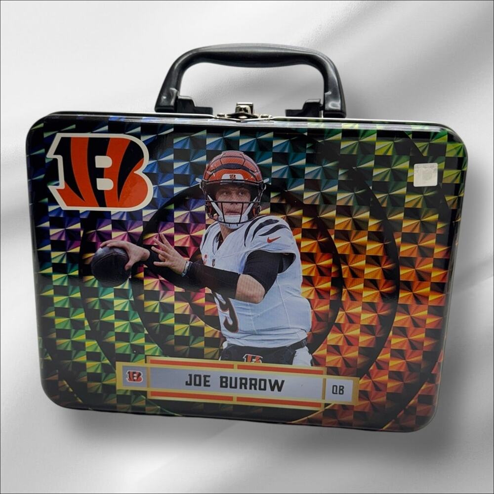 JOE BURROW Cincinnati Bengals Themed Metal Lunchbox Panini Revolution